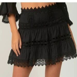 Elan Lace Inset Skirt Black Size S